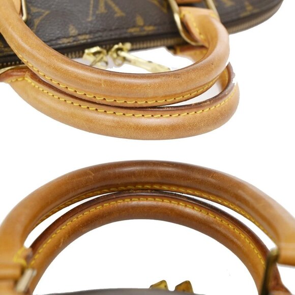 LOUIS VUITTON LV Logo Alma Hand Bag Monogram Leather Brown France - Picture 14 of 15